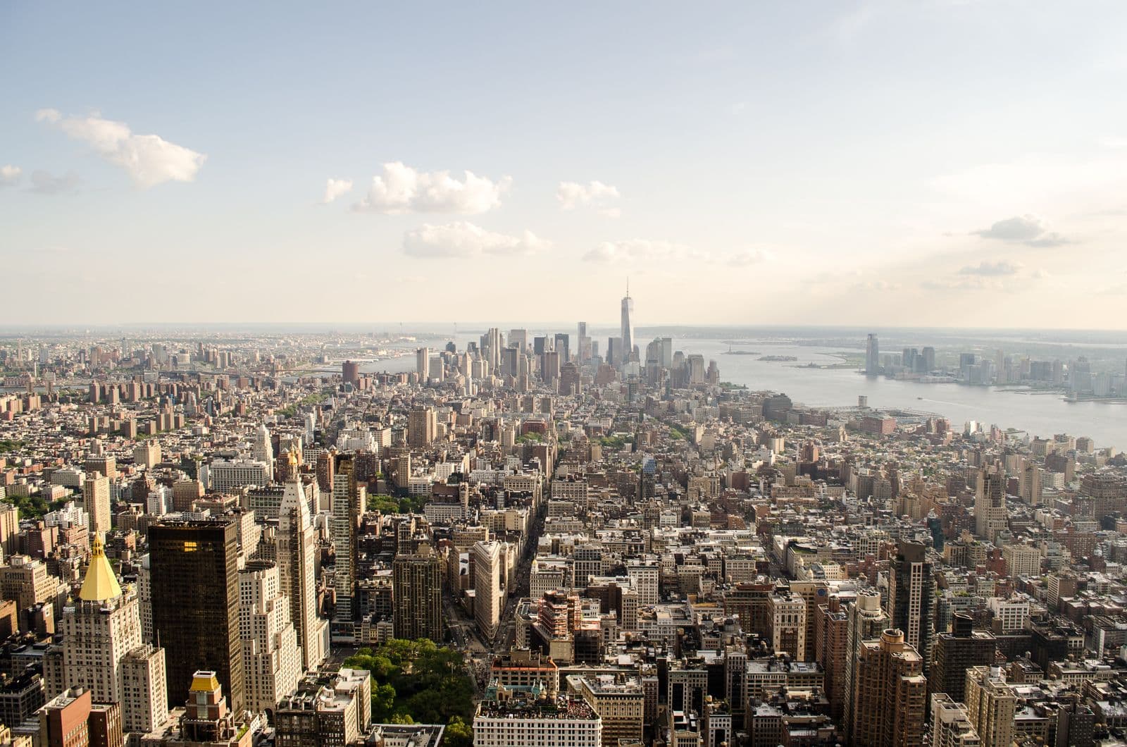 Lower Manhattan seen from the air on a clear day