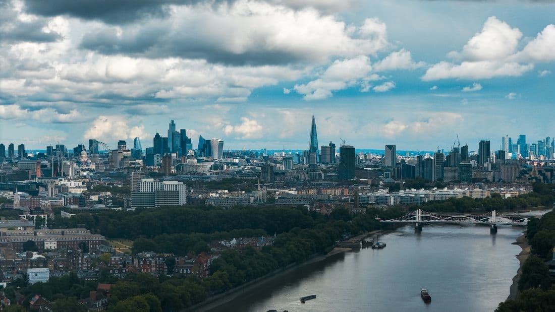 The London skyline along the River Thames